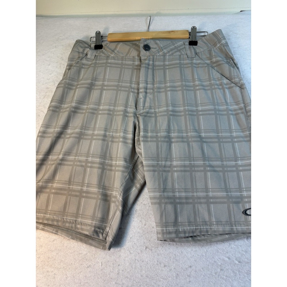 Oakley Golf Shorts Mens 32x10 Taupe Check Hybrid Quick Dry Stretch
